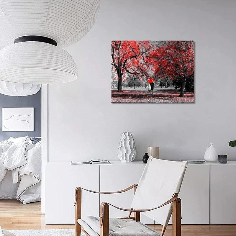 Umbrella Walk And Sea Wall Art-Original Frame