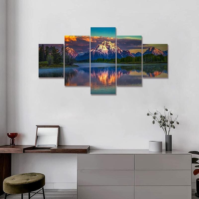 Mountain Grand Teton Canvas Paintings Posters-Original Frame