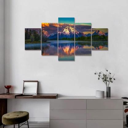 Mountain Grand Teton Canvas Paintings Posters-Original Frame
