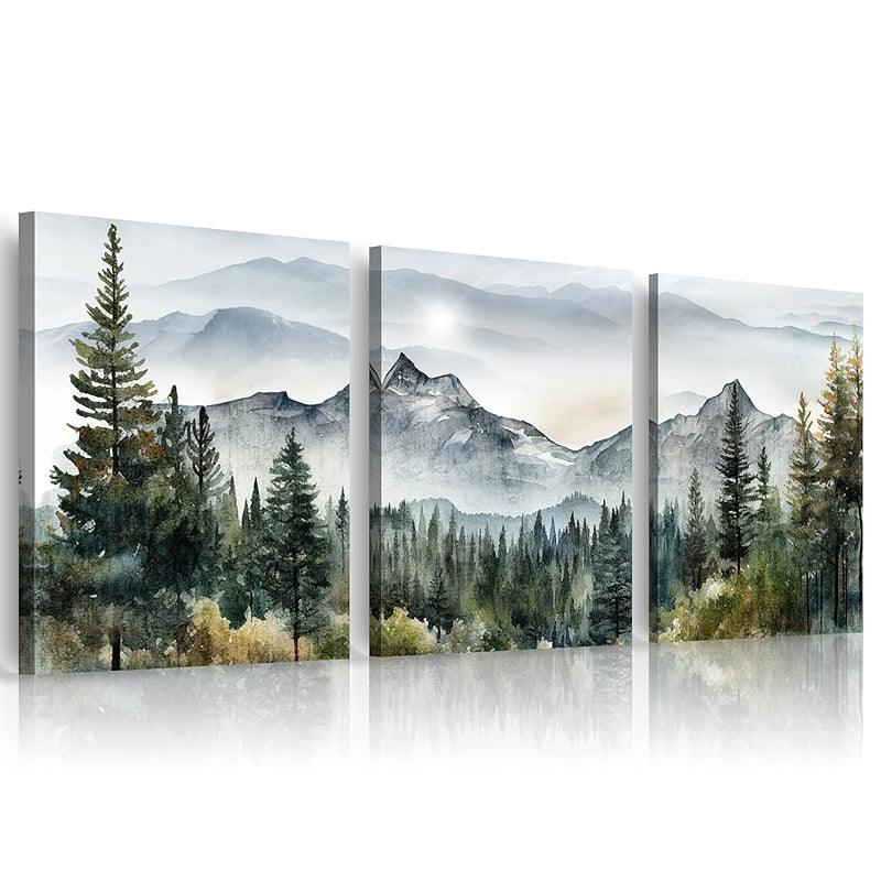 Abstract Mountain Forest Landscapes Canvas Wall Art Set-Original Frame
