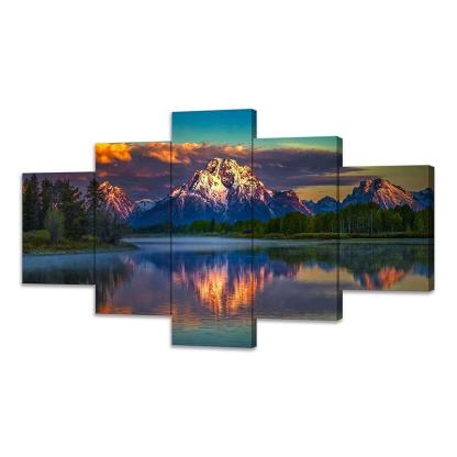 Mountain Grand Teton Canvas Paintings Posters-Original Frame