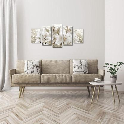 Orchid Flowers Canvas Print Abstract Floral Artwork-Original Frame