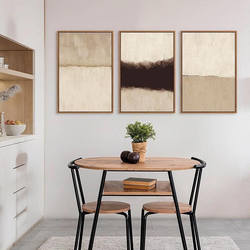 Boho Framed Canvas Wall Art Set Abstract Geometric Decor-Original Frame