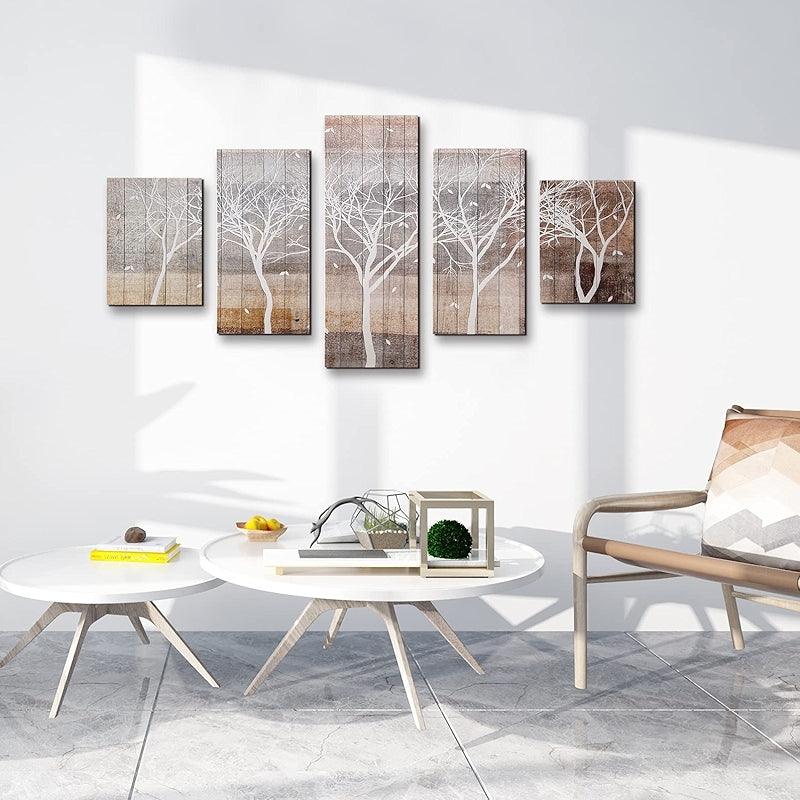 Minimalist Tree Silhouette Canvas Wall Art Set-Original Frame
