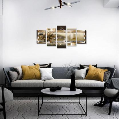 Orchid Flowers Canvas Print Abstract Floral Artwork-Original Frame