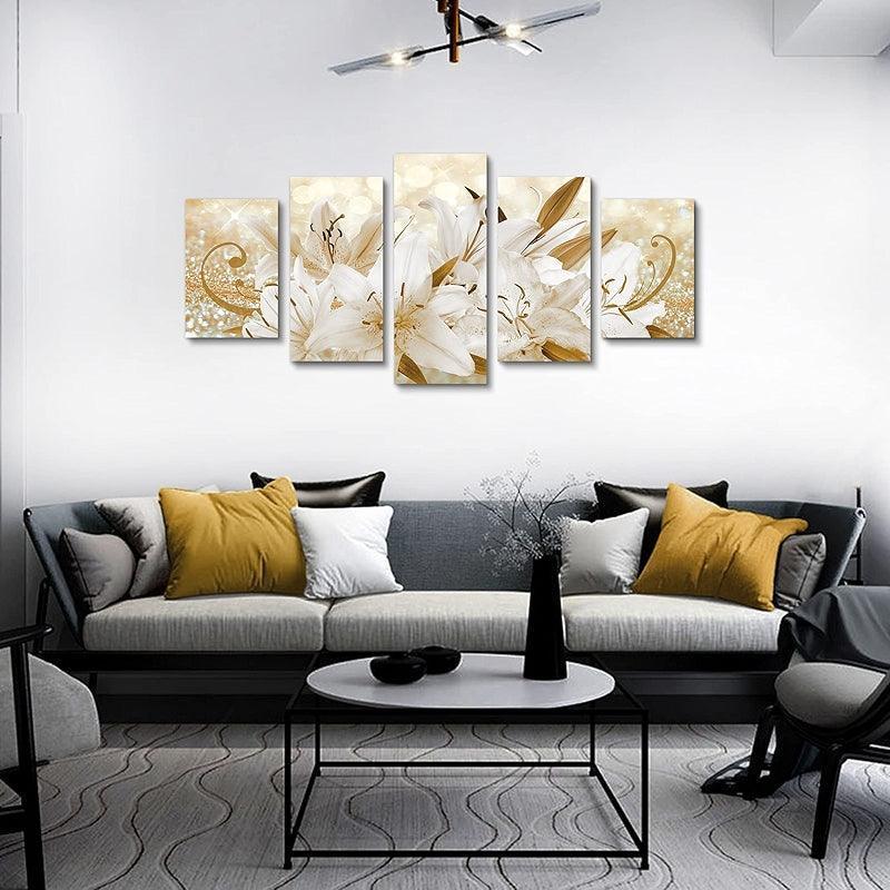 Orchid Flowers Canvas Print Abstract Floral Artwork-Original Frame