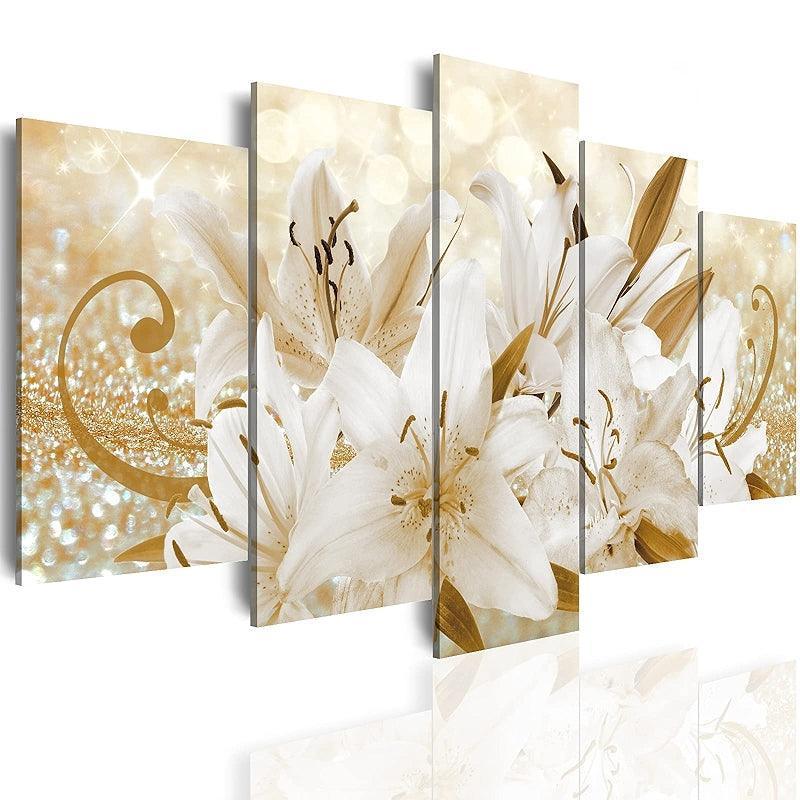 Orchid Flowers Canvas Print Abstract Floral Artwork-Original Frame
