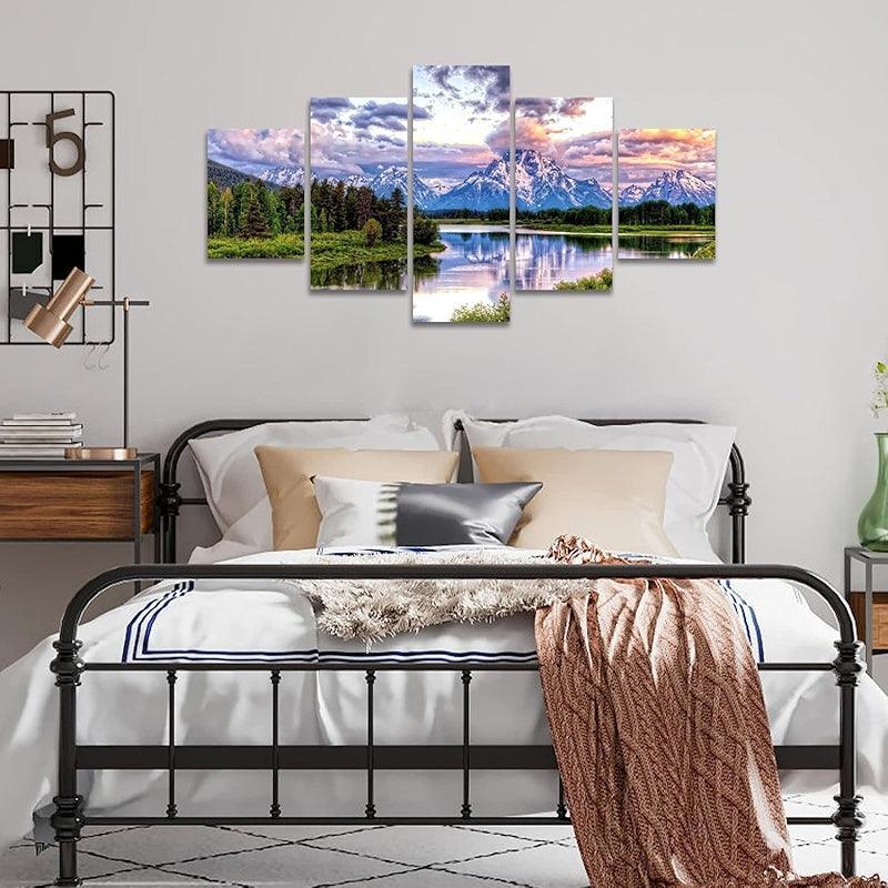 Mountain Grand Teton Canvas Paintings Posters-Original Frame