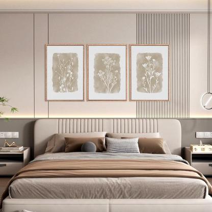 Boho Framed Canvas Wall Art Set Abstract Geometric Decor-Original Frame