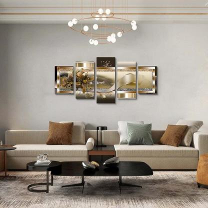 Orchid Flowers Canvas Print Abstract Floral Artwork-Original Frame