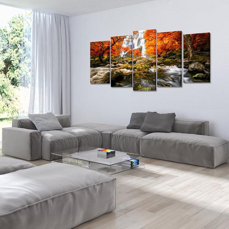 Autumn Forest Waterfalls Canvas Prints Artwork-Original Frame