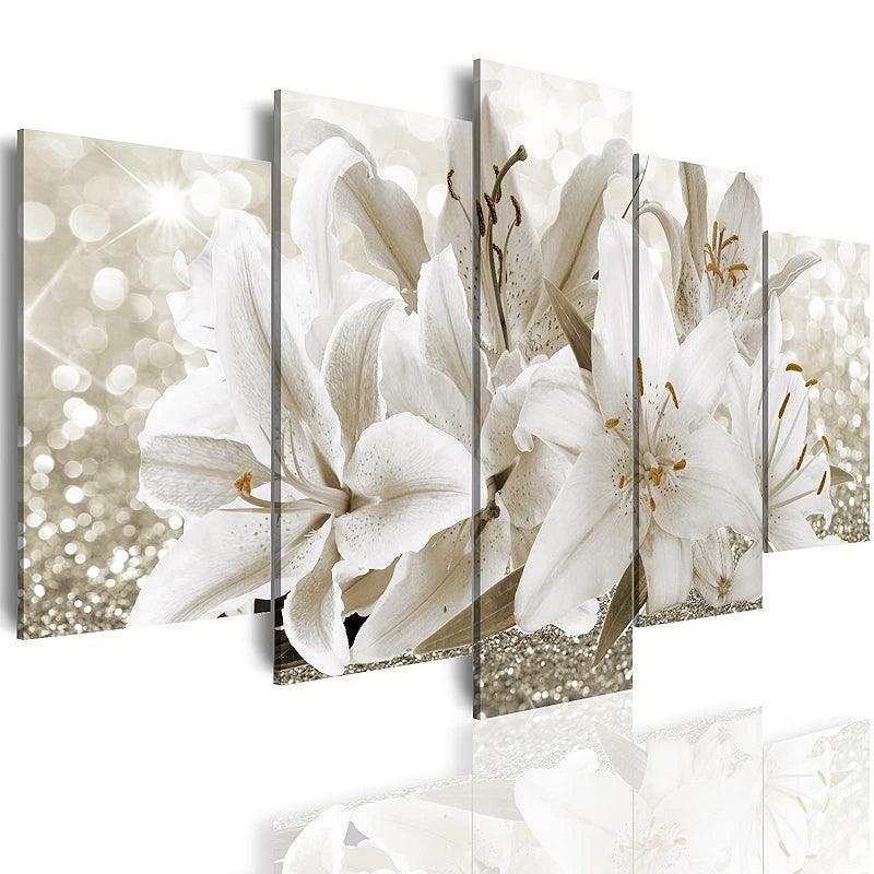 Orchid Flowers Canvas Print Abstract Floral Artwork-Original Frame