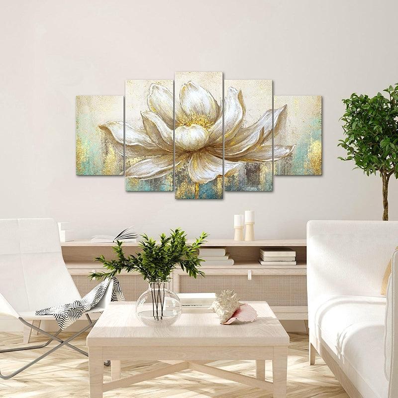 Lotus Flower Blooming Canvas Wall Art Set-Original Frame