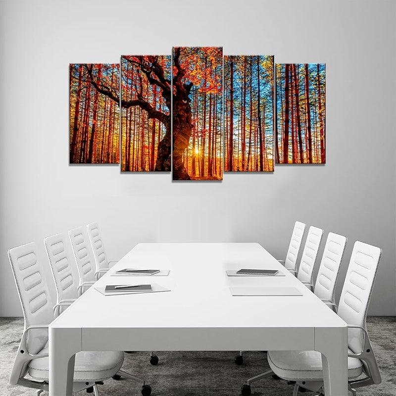 Large Canvas Art Set Featuring Autumn Landscape Wall Decor-Original Frame