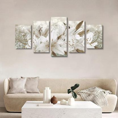 Orchid Flowers Canvas Print Abstract Floral Artwork-Original Frame