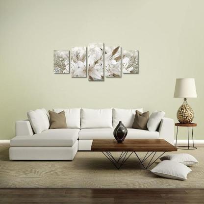 Orchid Flowers Canvas Print Abstract Floral Artwork-Original Frame