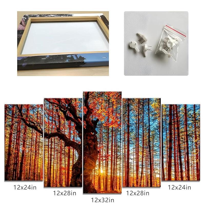 Large Canvas Art Set Featuring Autumn Landscape Wall Decor-Original Frame