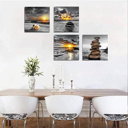 4 Piece Coastal Seaside Canvas Art Set-Original Frame