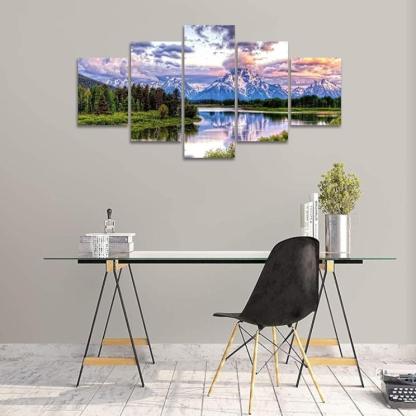 Mountain Grand Teton Canvas Paintings Posters-Original Frame