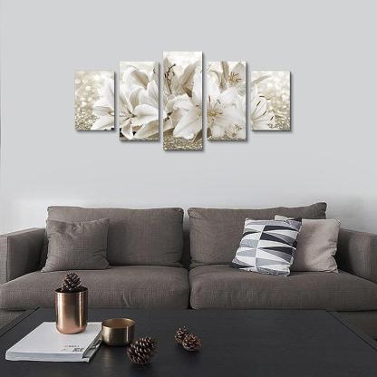 Orchid Flowers Canvas Print Abstract Floral Artwork-Original Frame