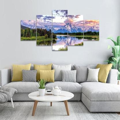 Mountain Grand Teton Canvas Paintings Posters-Original Frame