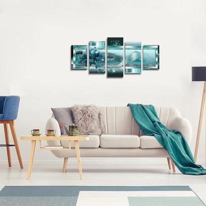 Orchid Flowers Canvas Print Abstract Floral Artwork-Original Frame