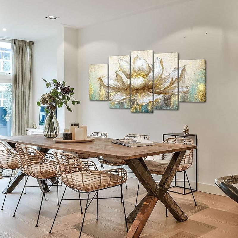 Lotus Flower Blooming Canvas Wall Art Set-Original Frame