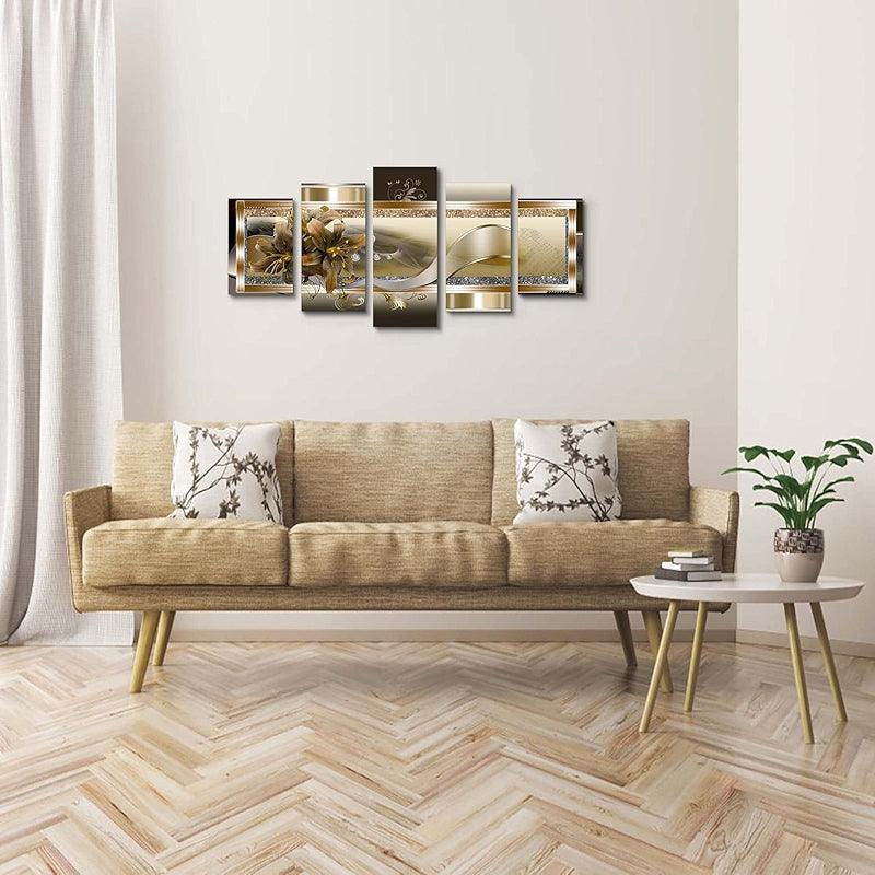 Orchid Flowers Canvas Print Abstract Floral Artwork-Original Frame