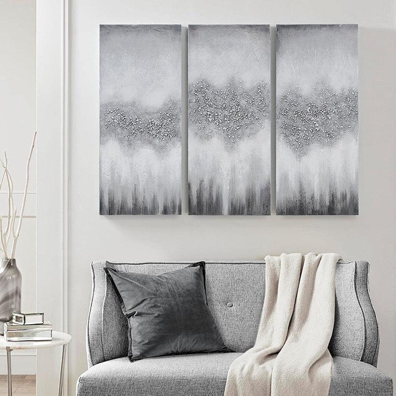 3 Pieces Textured Abstract Canvas Wall Art-Original Frame