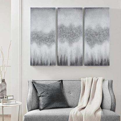 3 Pieces Textured Abstract Canvas Wall Art-Original Frame