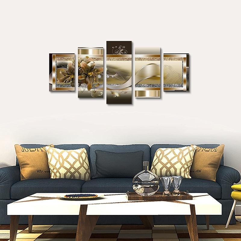 Orchid Flowers Canvas Print Abstract Floral Artwork-Original Frame