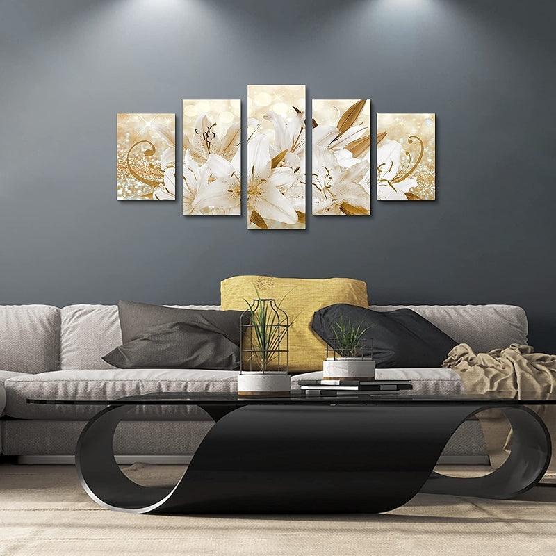 Orchid Flowers Canvas Print Abstract Floral Artwork-Original Frame