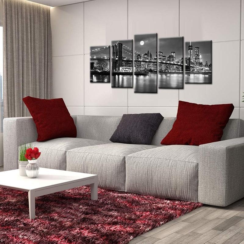 Brooklyn Bridge Full Moon Canvas Wall Art Set-Original Frame