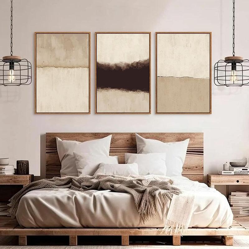 Boho Framed Canvas Wall Art Set Abstract Geometric Decor-Original Frame