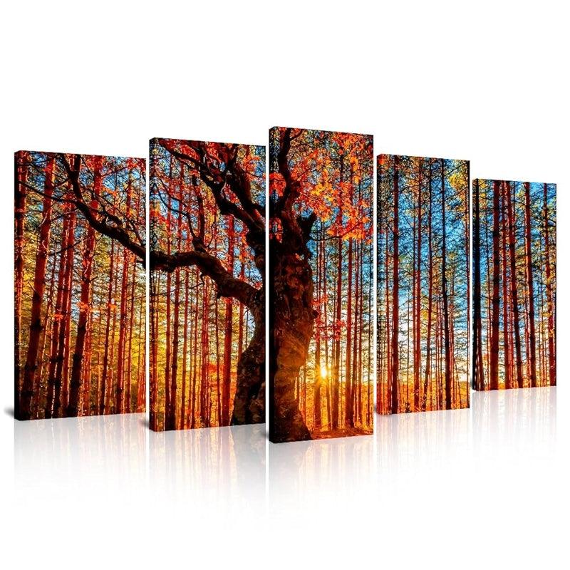 Large Canvas Art Set Featuring Autumn Landscape Wall Decor-Original Frame