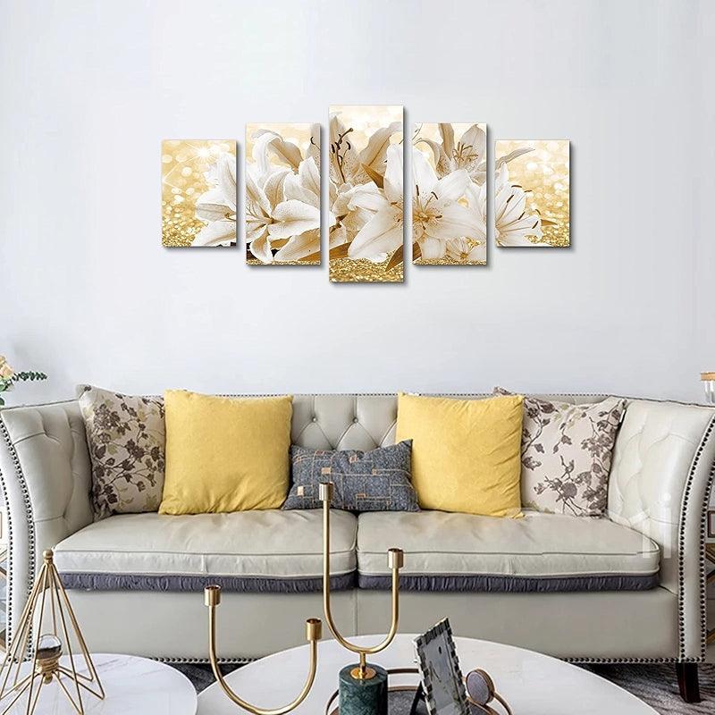 Orchid Flowers Canvas Print Abstract Floral Artwork-Original Frame