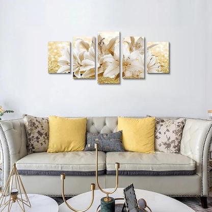 Orchid Flowers Canvas Print Abstract Floral Artwork-Original Frame