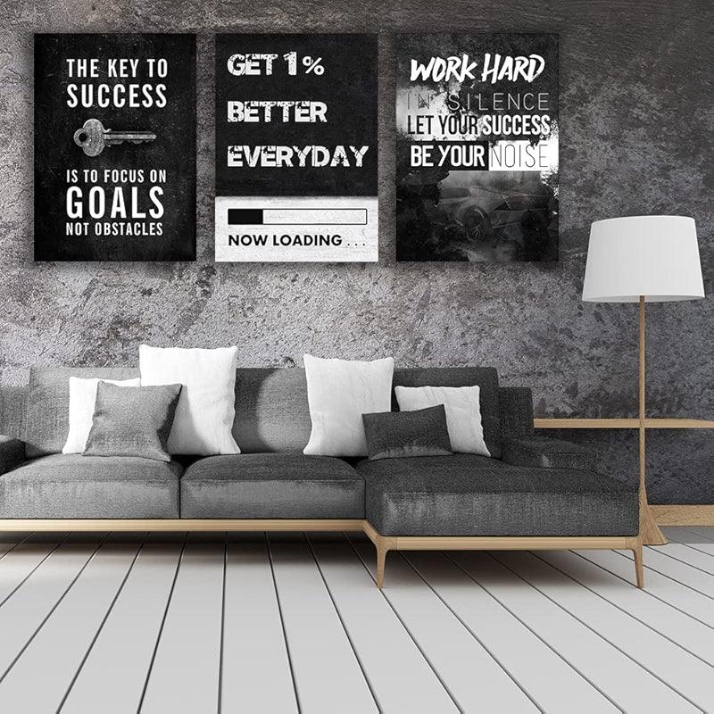 Inspirational Wall Art Canvas Set For Motivation And Success-Original Frame