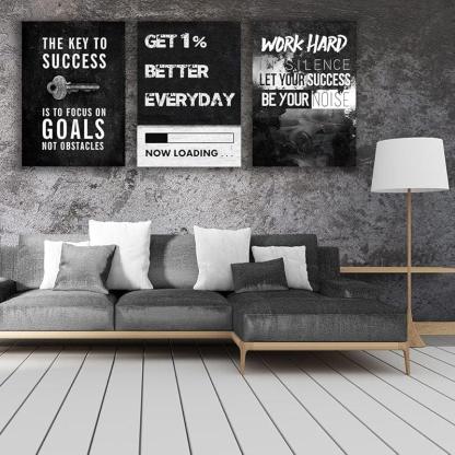 Inspirational Wall Art Canvas Set For Motivation And Success-Original Frame