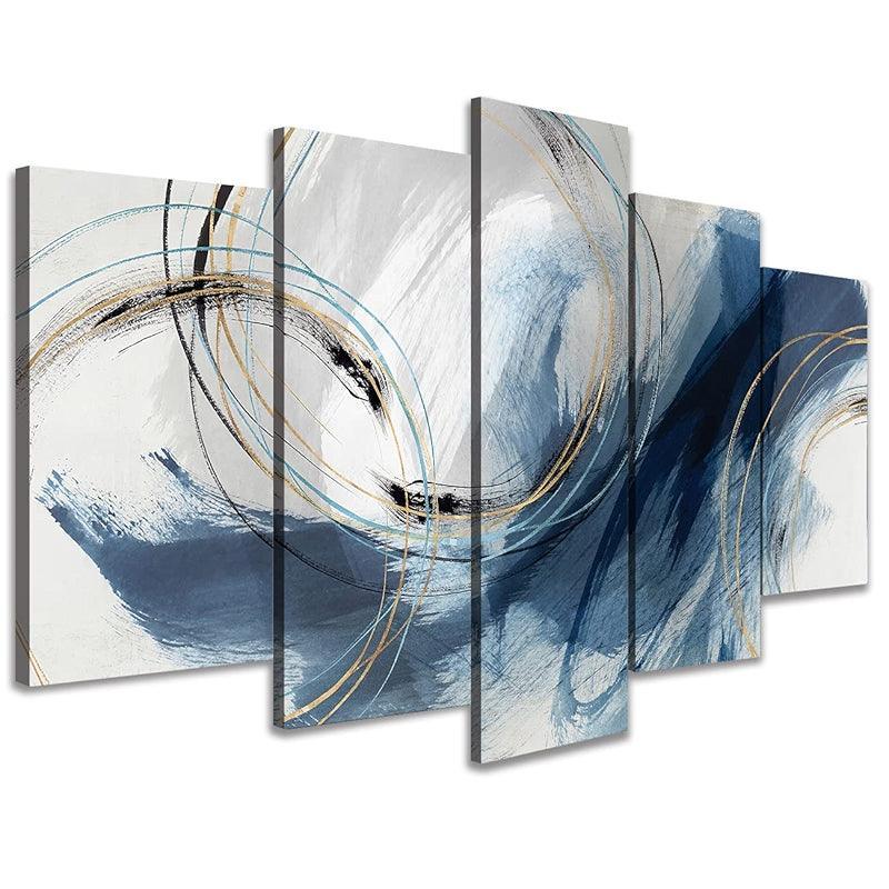 Abstract Texture Wall Art Painting Black And Golden Marble-Original Frame