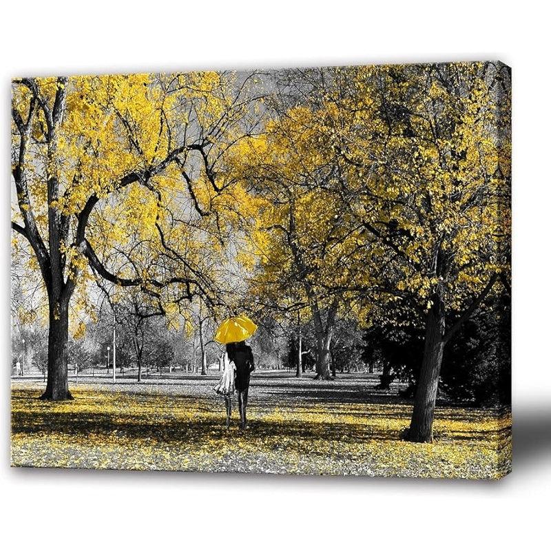 Umbrella Walk And Sea Wall Art-Original Frame