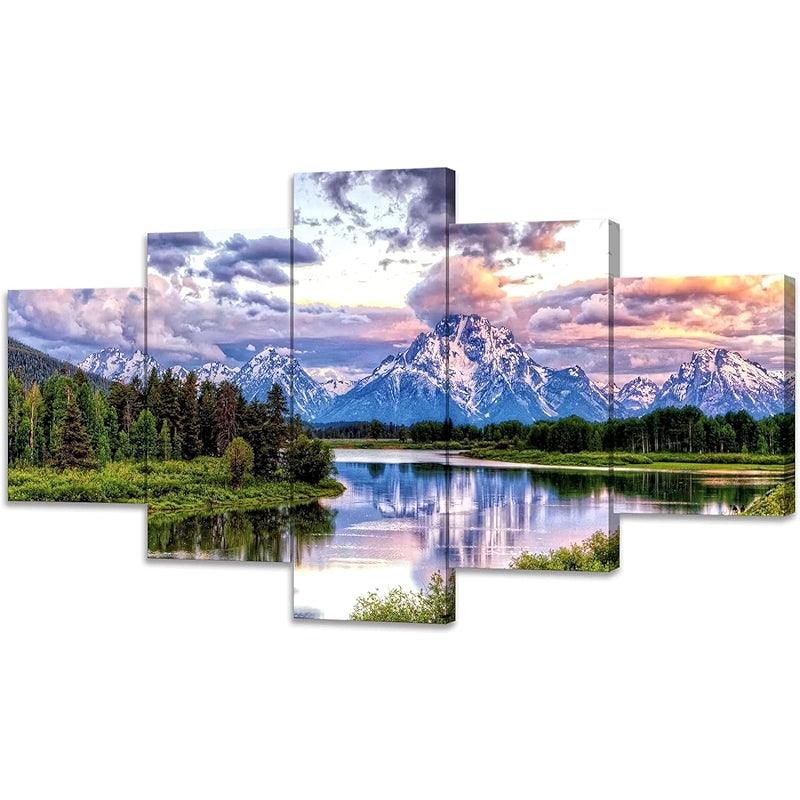 Mountain Grand Teton Canvas Paintings Posters-Original Frame
