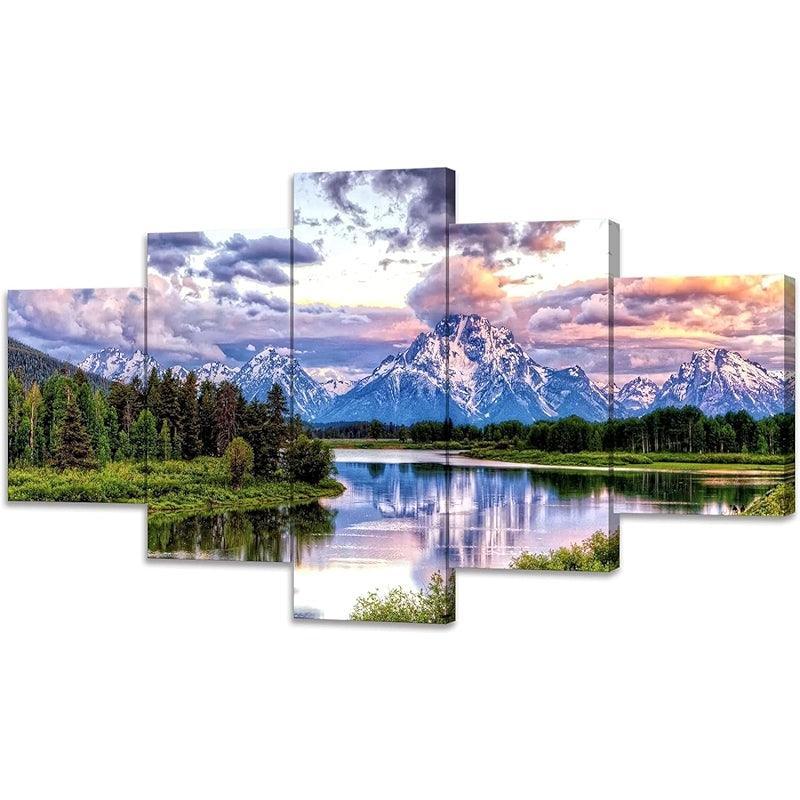 Mountain Grand Teton Canvas Paintings Posters-Original Frame