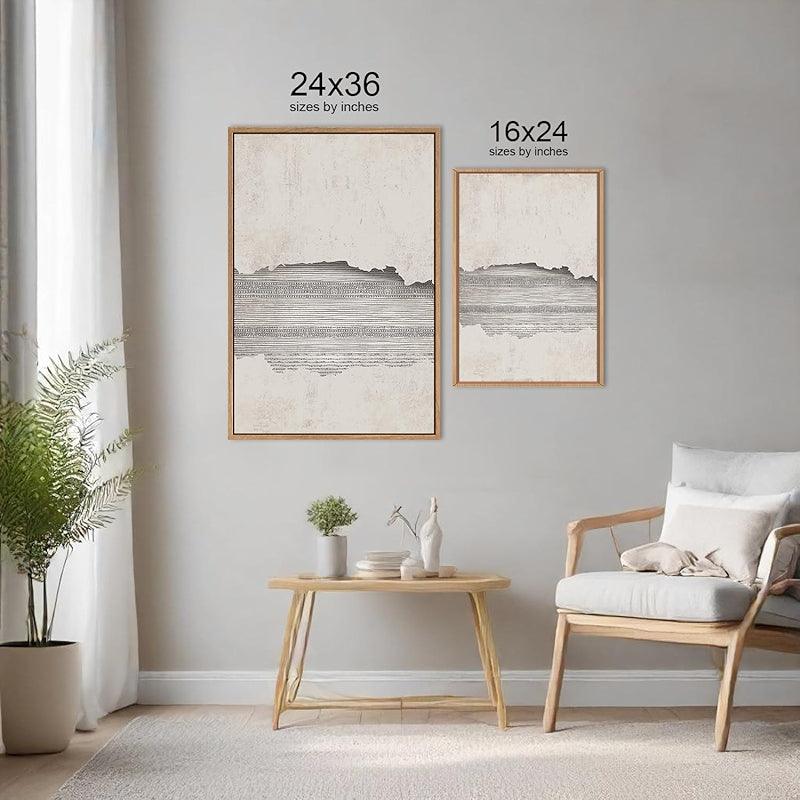 Boho Framed Canvas Wall Art Set Abstract Geometric Decor-Original Frame