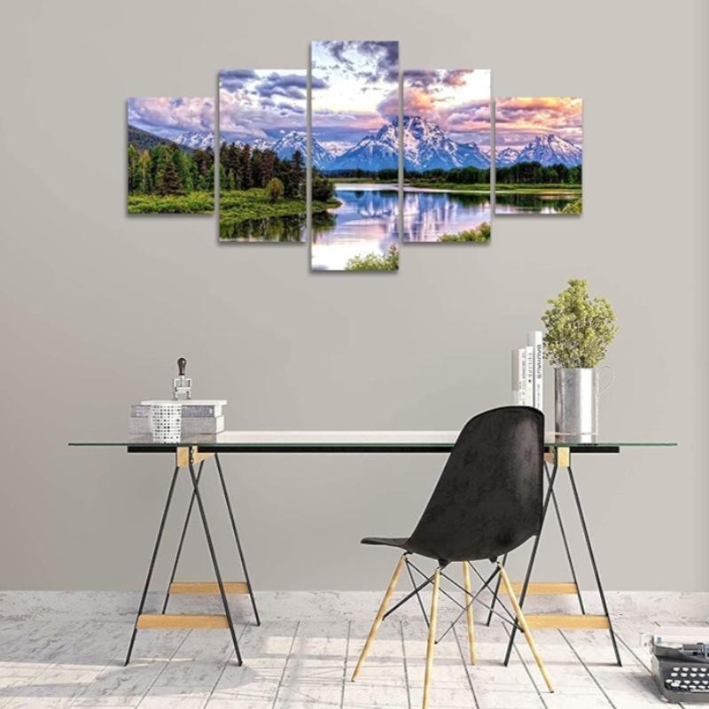 Mountain Grand Teton Canvas Paintings Posters-Original Frame