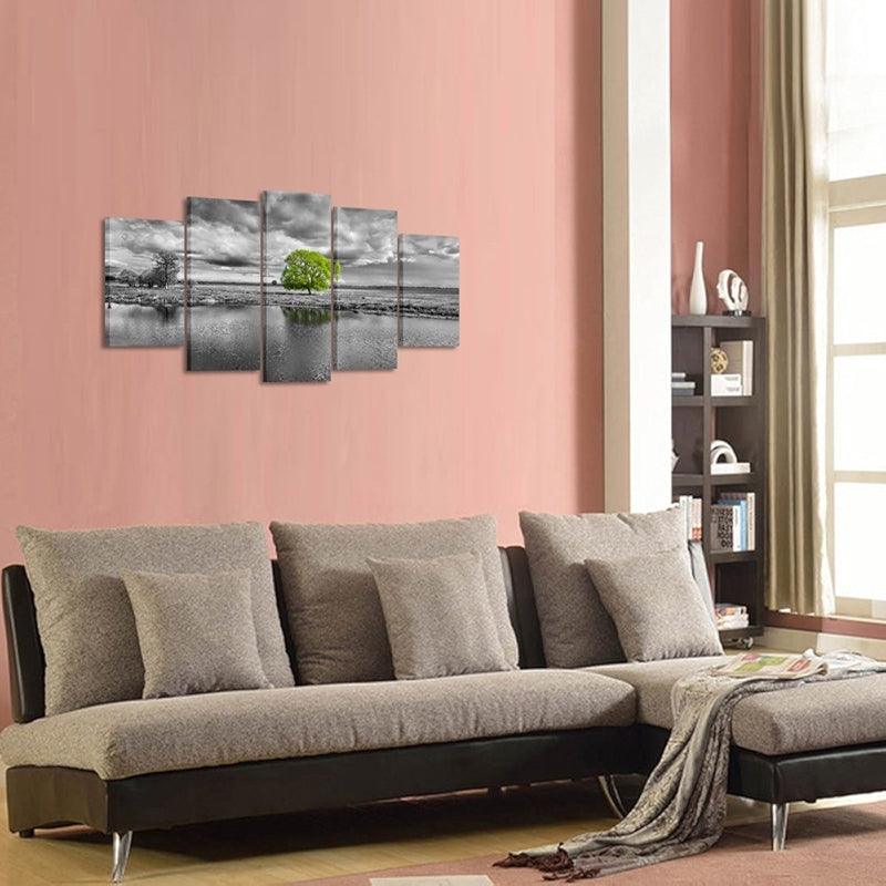 Green Tree Black and White Canvas Art-Original Frame