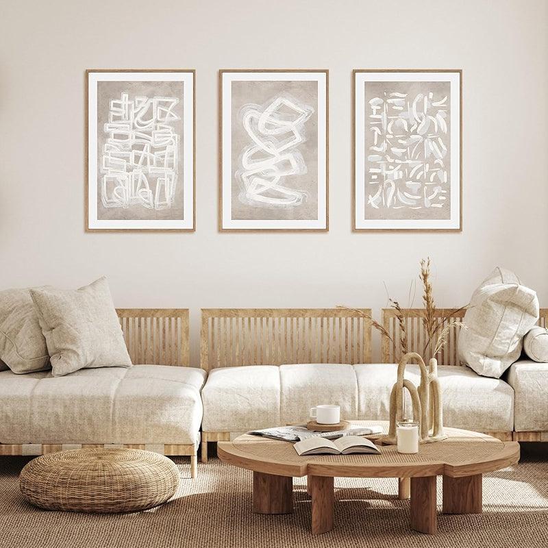 5 Pieces Textured Landscape Abstract Wall Art-Original Frame