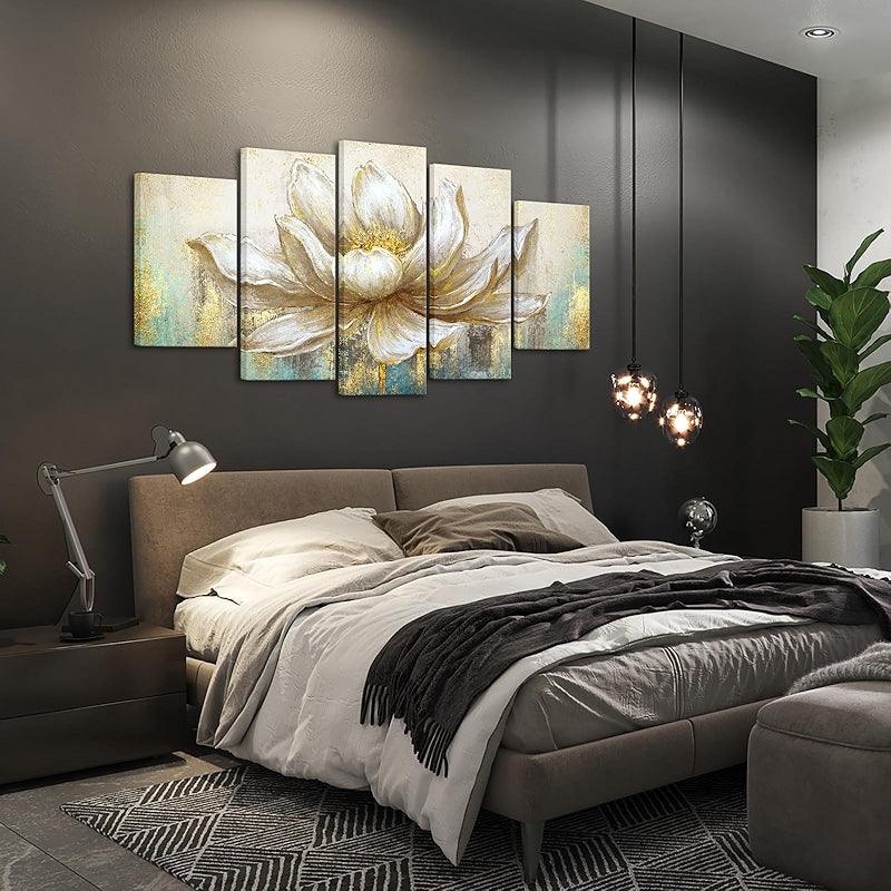 Lotus Flower Blooming Canvas Wall Art Set-Original Frame