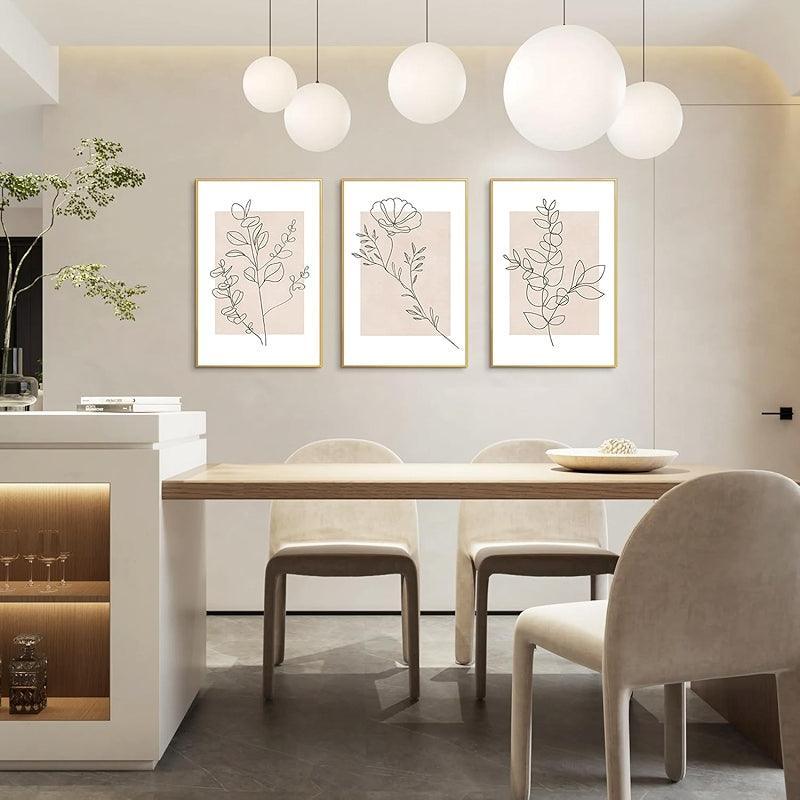 Boho Framed Canvas Wall Art Set Abstract Geometric Decor-Original Frame