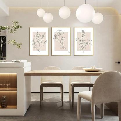 Boho Framed Canvas Wall Art Set Abstract Geometric Decor-Original Frame